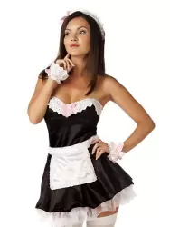 Эротический игровой костюм Le Frivole Домработница – черный с белым, L/XL