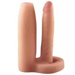 Насадка увеличитель Double Trouble Girth Gainer для двойного проникновения – телесная