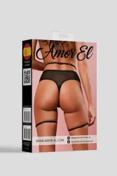 Пояс с гартерами, Amor El, размер S/M, черный