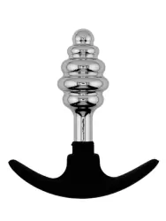 Серебряная ребристая анальная пробка для ношения (Small)