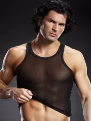 Черная майка-борцовка BlueLine в сетку – L/XL