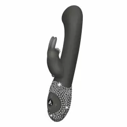 Изысканный вибратор с усиленной стимуляцией точки G и кристаллами The Rabbit Company The G-Spot Rabbit - чёрный
