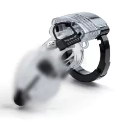 Пояс верности на пенис Pubic Enemy No 2 с электростимуляцией – прозрачный/черный