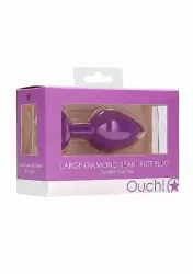 Анальная пробка из силикона Diamond Heart Butt Plug - Large - Purple