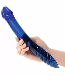 Двусторонний фаллоимитатор Glas Double-sided Glass Dildo, 28 см, рельефный, стекло