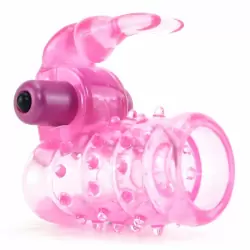 Стимулирующая насадка Basic Essential Stretchy Vibrating Bunny Enhancer – розовый