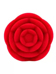 Силиконовая анальная пробка Kanikule Red Rose с ограничителем в форме розочки, 10 см х 4,5 см, красный, Large