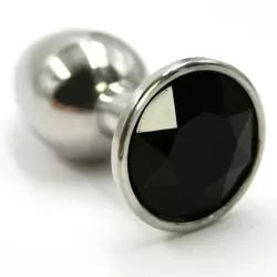 Средняя алюминиевая анальная пробка Kanikule Medium с кристаллом – серебристый с черным