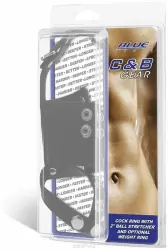 Кольцо на член и мошонку с возможностью довесить груз Blueline Cock Ring With 2 Ball Stretcher And Optional Weight Ring – чёрный