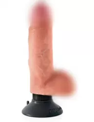 Вибратор-реалистик с мошонкой 7 Vibrating Cock with Balls с присоской – телесный