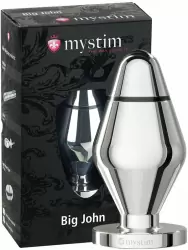 Большая анальная пробка Big John XL с электростимуляцией – серебристый