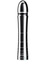 Анальный стимулятор Mystim Glossy Glen Dildo, для подключения к источнику электроимпульсов, 14 см, серебристый