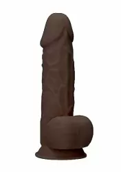 Фаллоимитатор Silicone Dildo With Balls - 21,6 см, шоколадный