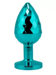 Голубая алюминиевая текстурная анальная пробка Medium