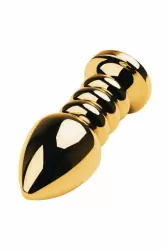 Спиралевидная анальная пробка TOYFA Metal с кристаллом цвета рубина - золотистый с красным