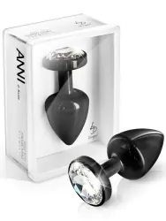 Изящная анальная пробка Anni Round T1 с кристаллом Сваровски – черный