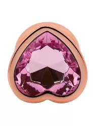 Алюминиевая анальная пробка Kanikule Pink Heart с розовым кристаллом в форме сердца, 8,4 см х 4 см, розовое золото, Large