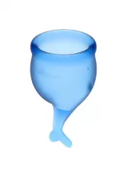 Набор менструальных чаш Satisfyer Feel secure Menstrual Cup, 15 и 20 мл, силикон, синий 