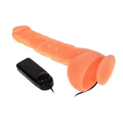 Большой реалистичный вибратор с мошонкой на присоске Penis 9.5” – телесный