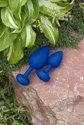 Большая аккумуляторная анальная пробка Gplug с вибрацией - неоновый синий