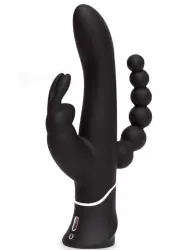 Тройной вибратор-кролик Happy Rabbit Triple, с анальным стимулятором, 22,9 см, черный