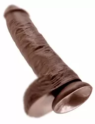 Реалистичный фаллоимитатор-гигант Pipedream King Cock 10 Cock with Balls, с мошонкой, 26,7 см, ПВХ, коричневый