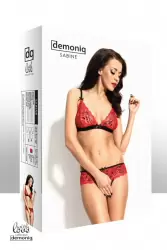 Игривый комплект Demoniq Sabine: лифчик и трусики красного цвета – S