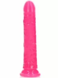 Реалистичный фаллоимитатор Slim Realistic Dildo With Suction Cup, люминисцентный, 22 см, розовый