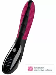 Фактурный вибратор Mystim Sizzling Simon, с электростимуляцией, 27 см, черный