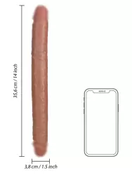 Двусторонний реалистичный фаллоимитатор Slim Double Ended Dong Shots Toys, с набухшими венами, 35,6 см