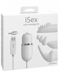 Вибромассажер iSex с набором USB-насадок – белый