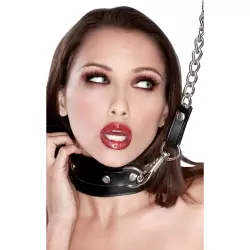 Ошейник кожаный на металлическом поводке Heavy Duty Leash & Collar