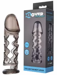 Увеличивающая насадка на пенис TOYFA XLover с подхватом мошонки – серый