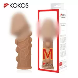 Насадка на фаллос, с пузыриками, венками и ребристость, размер M, EXTREME SLEEVE ES.009-M