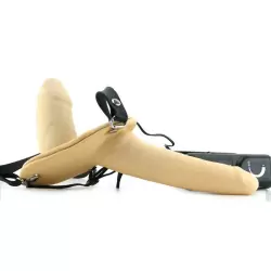 Двусторонний вибро страпон Super Penetrix Strap-on с двумя пультами – телесный