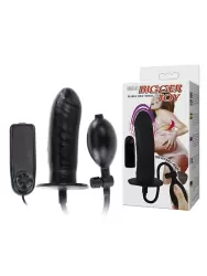 Надувающийся вибратор Bigger Joy на пульте управления – черный