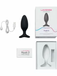 Инновационная анальная вибропробка, LOVENSE Hush 2, 15 см, управление через приложение, 7 режимов, размер M, черный
