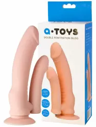 Реалистичный двойной фаллоимитатор на присоске TOYFA A-Toys с вибрацией – телесный