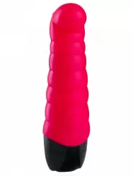 Ребристый вибратор Fun Factory Little Paul, с изогнутой головкой, 14 см, красный