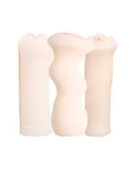 Набор с вибрацией Passion Lady из 3-х мастурбаторов: ротик, вагина и анус – телесный