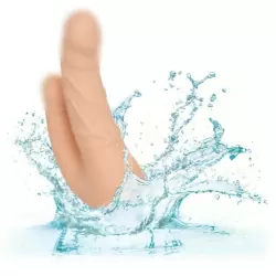 Двойной реалистичный вибратор Over & Under, 11,5 см, 12 режимов, телесный