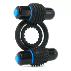 Двойное эрекционное кольцо с вибрацией OptiMALE Vibrating Double C-Ring – черный