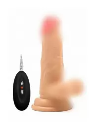 Реалистичный фаллоимитатор Shots toys Vibrating Realistic Cock With Scrotum, с мошонкой, с пультом Д/У, 15 см, 10 режимов