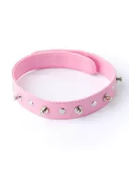 Ошейник Sitabella с шипами и заклепками - розовый