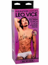 Реалистичный фаллоимитатор Doc Johnson Leo Vice, 19,1 см, с мошонкой, на съемной присоске, слепок порно-звезды