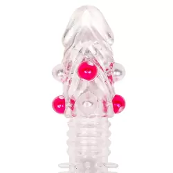 Насадка с закрытой головкой Silicon Sleeve с бусинками – прозрачная