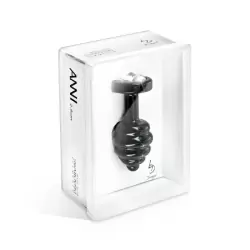 Миниатюрная анальная пробка Anni Ano T1 с рельефом и камнем Сваровски – черный