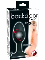 Гладкая анальная пробка Backdoor Friend, со смещенным центром тяжести, 8 см, силикон, черный