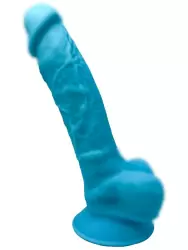 Реалистичный фаллоимитатор SILEXD Model 1 с мошонкой, 17,6 см, силикон, голубой