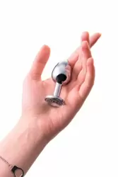 Маленькая изящная анальная пробка TOYFA с кристаллом цвета алмаза - серебристый с белым